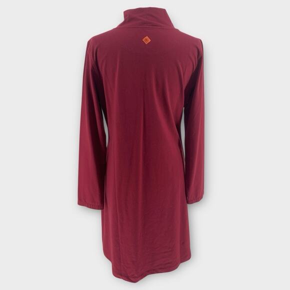 Sahalie Midi Dress Maroon Long Sleeve Stretch Boho Lagenlook Minimalist XL - Picture 2 of 8